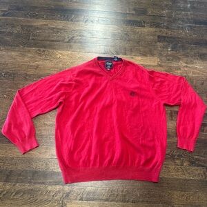 Chaps Cotton Cashmere V-Neck Red Men's Sweater XXL